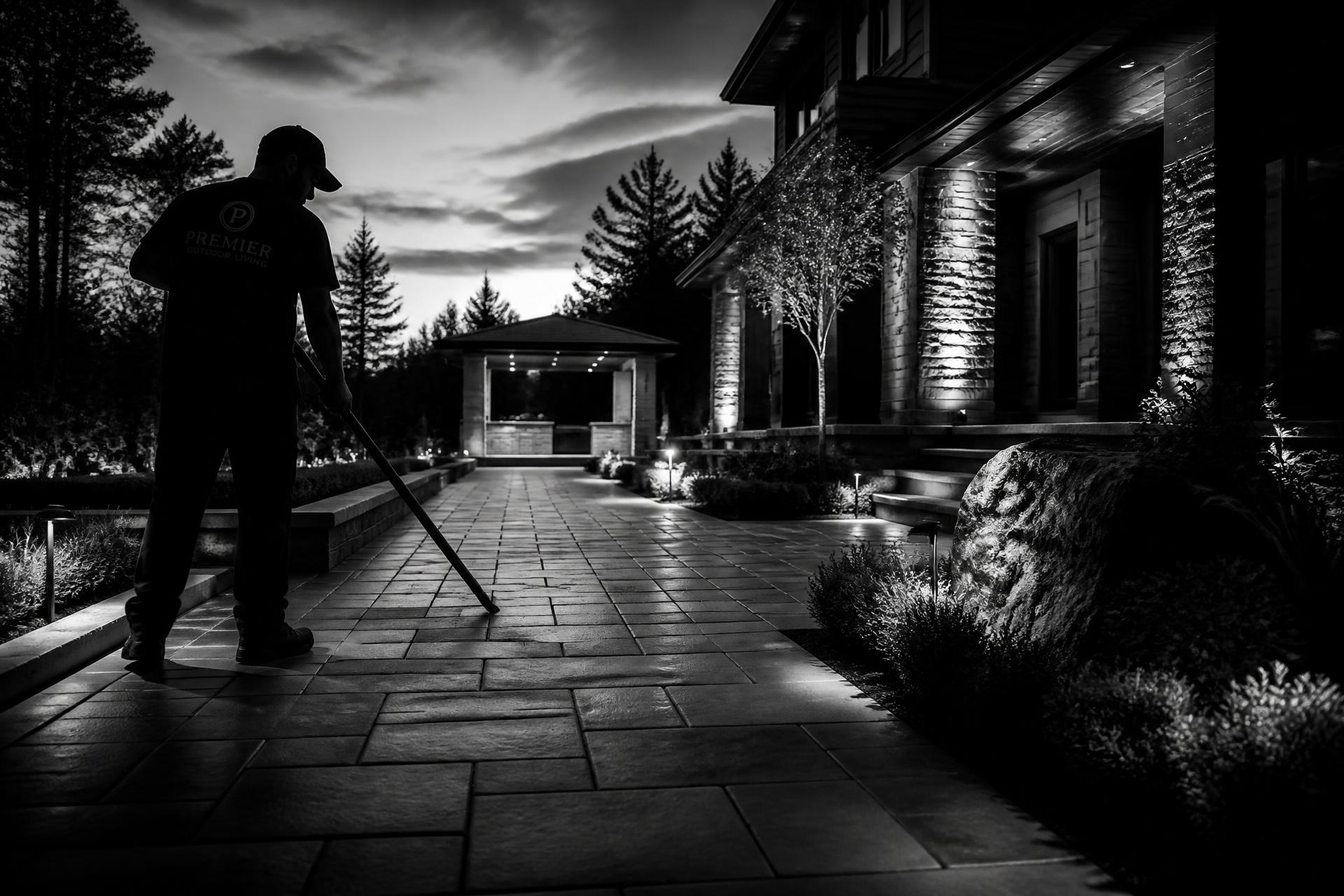 Premium landscape installation at dusk